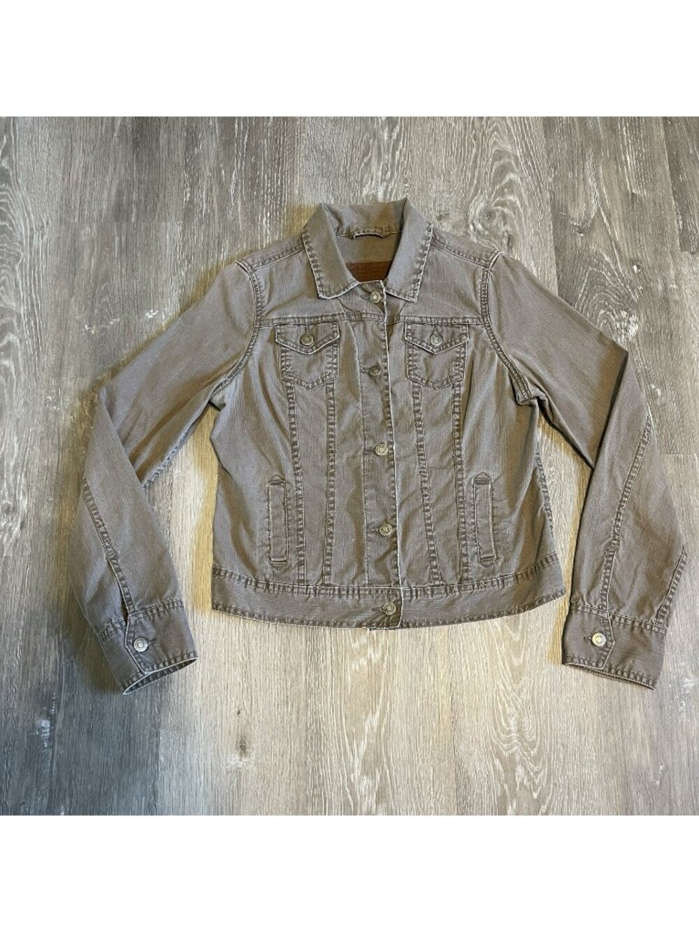 Y2K WOMENS Abercrombie & Fitch Gray Brown Jean Style Button Jacket Size Large